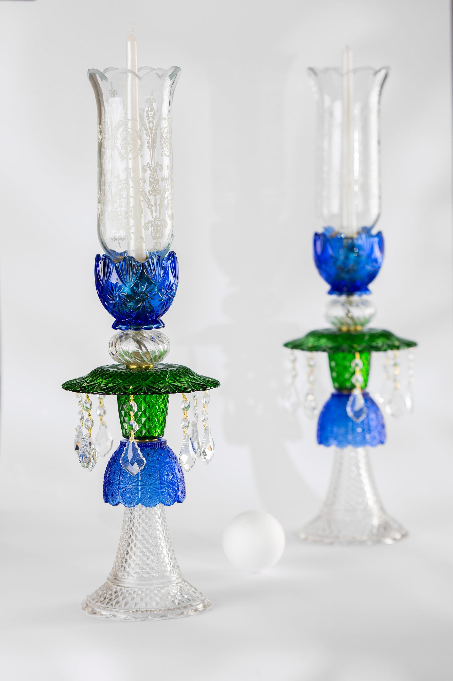 Tulip Shade Candle Holder in Blue