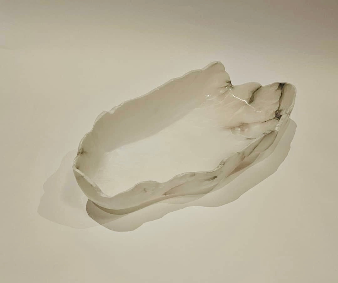 Ethereal Carved Alabaster Bowl