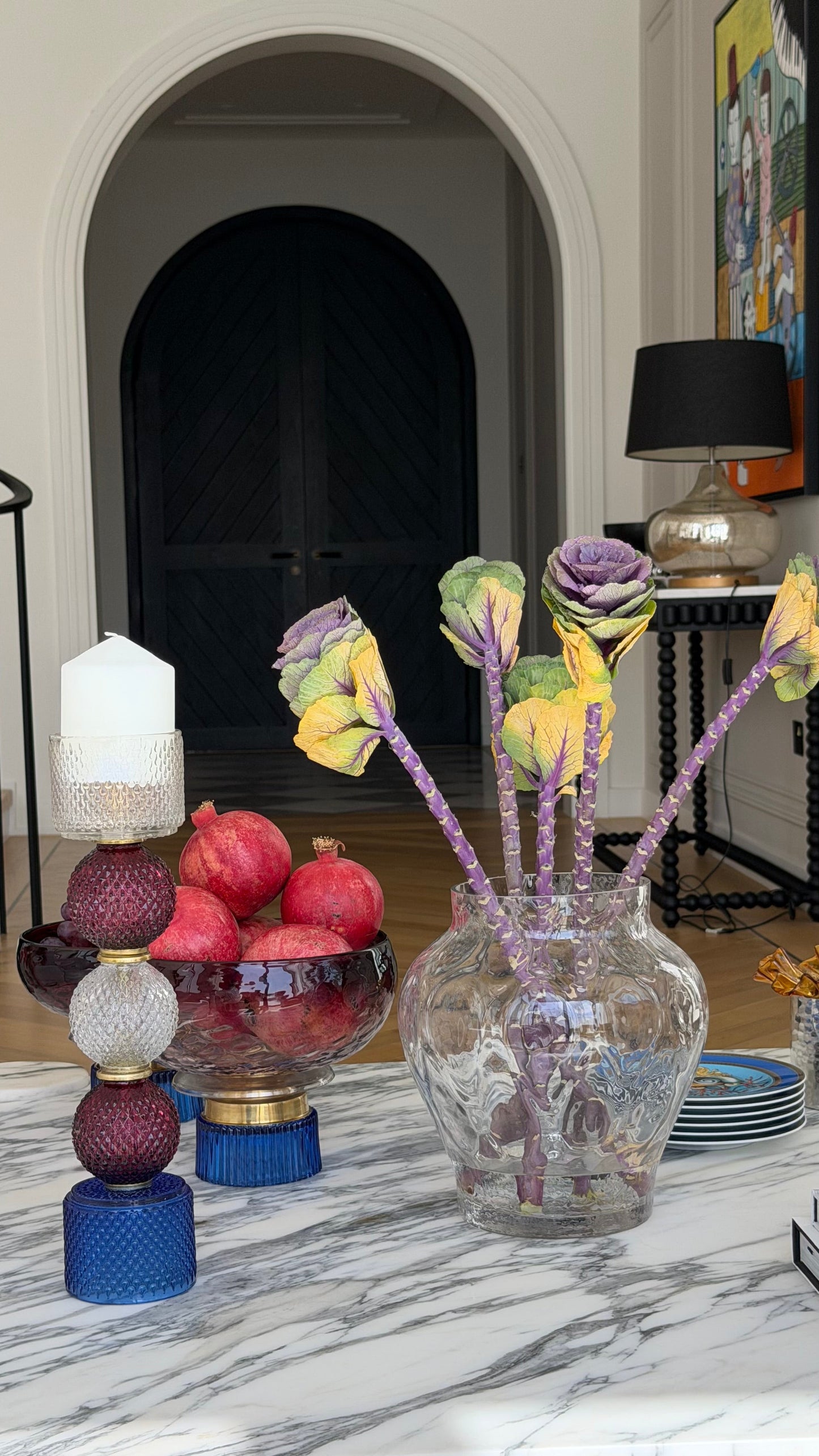 Mina Candle Holder in Maroon(L)