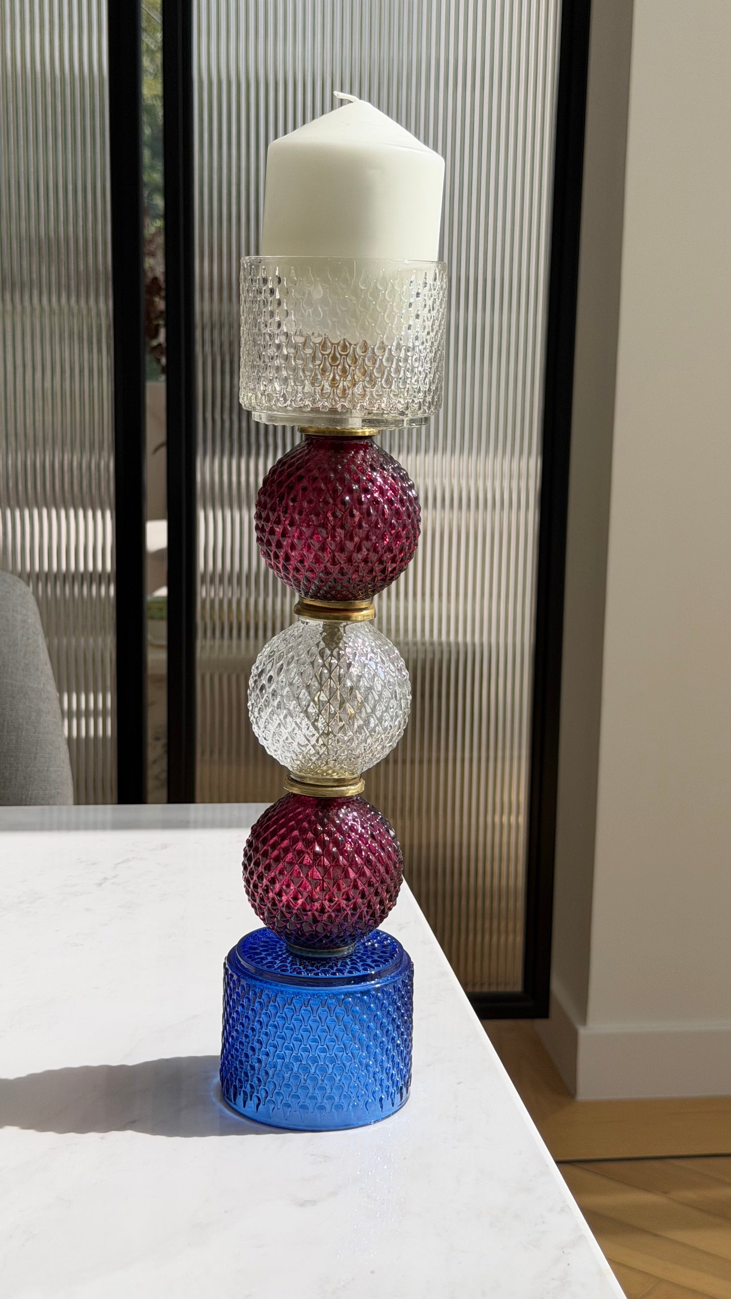 Mina Candle Holder in Maroon(L)