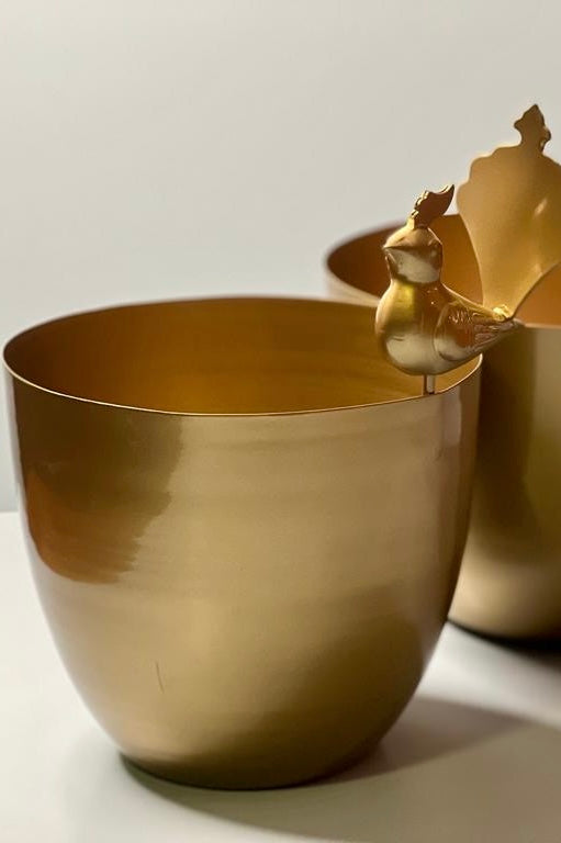 Golden Bird Flower Pot