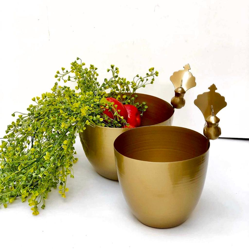 Golden Bird Flower Pot